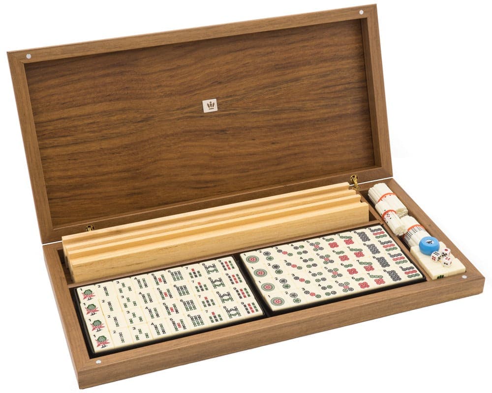 The Dal Negro Luxury Mah Jong Set with tiles and wooden storage case in walnut wood - US version