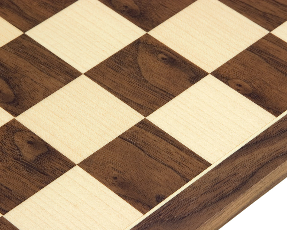 19.7 Inch Walnut and Maple Chess Board with 2.17 Inch Playing Squares Crafted in Spain by Rechapados Ferrer S.A.