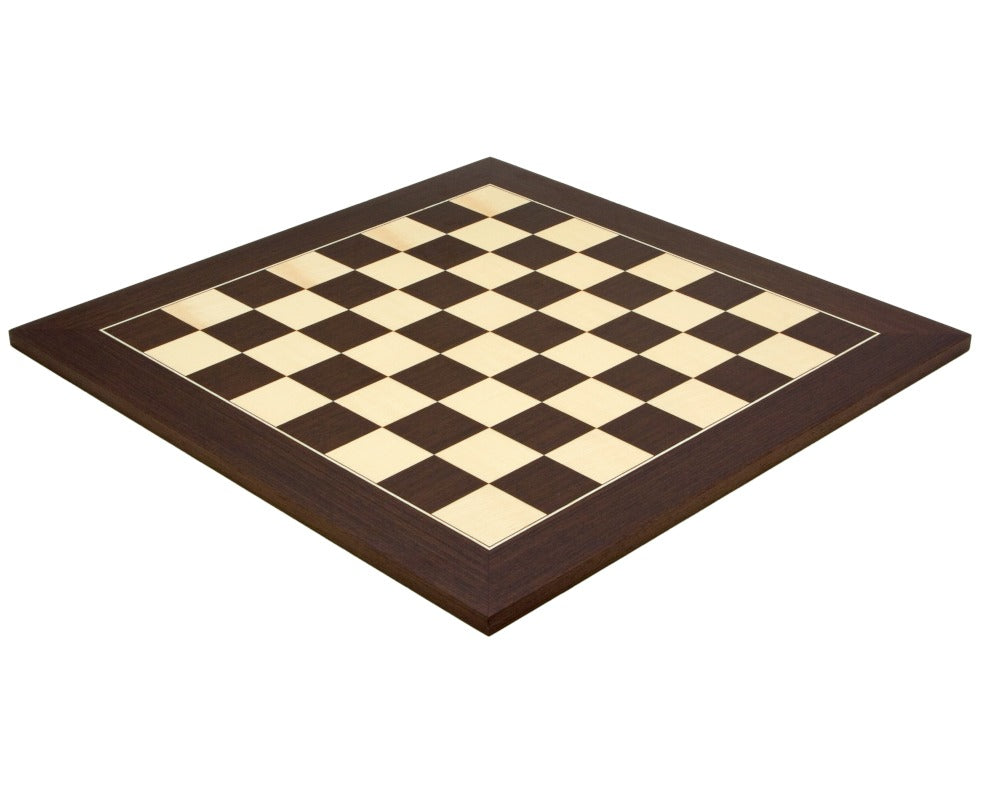 19.7 inch wenge and maple deluxe chess board with 1.97 inch playing squares, crafted in Spain by Rechapados Ferrer S.A.