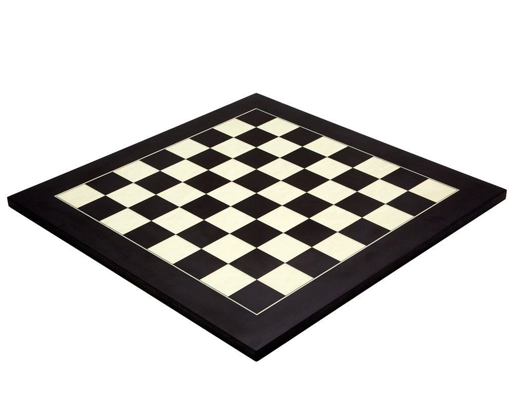 21.7 Inch Matt Black and Maple Deluxe Chess Board with 2.17 Inch Squares, produced by Rechapados Ferrer S.A. of Spain.