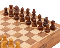 مجموعة شطرنج فاخرة قابلة للطي من الخشب الصلب مقاس 19 سم - مغناطيسية