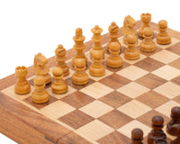 مجموعة شطرنج فاخرة قابلة للطي من الخشب الصلب مقاس 19 سم - مغناطيسية