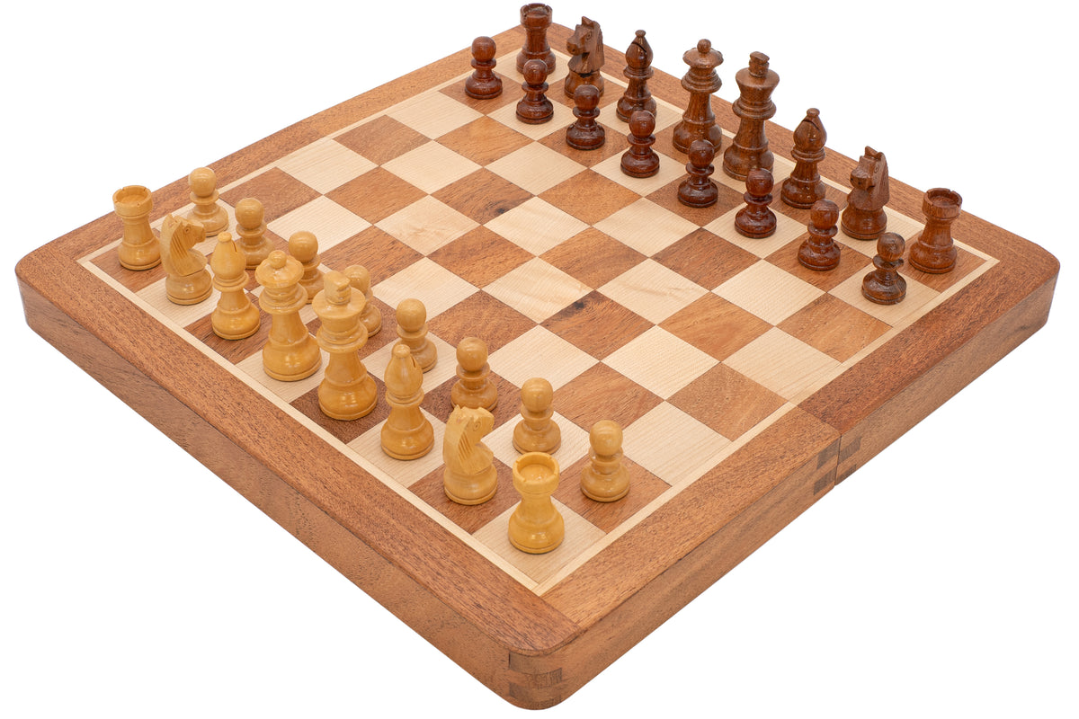 Deluxe Hardwood Folding Travel 30cm Magnetic Chess Set