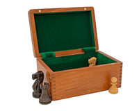 Polished Solid Babul Wood Chess Piece Case with Hinged Lid