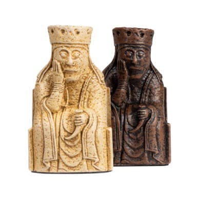 Isle of Lewis Additional Queens Medium Size chess pieces in cream and dark colors.