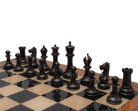 1849 Reproduction Staunton Ebony & Antiqued Boxwood Chess Pieces - 11.2cm
