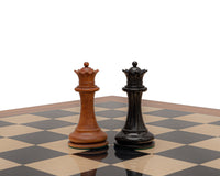 1849 Reproduction Staunton Ebony & Antiqued Boxwood Chess Pieces - 11.2cm