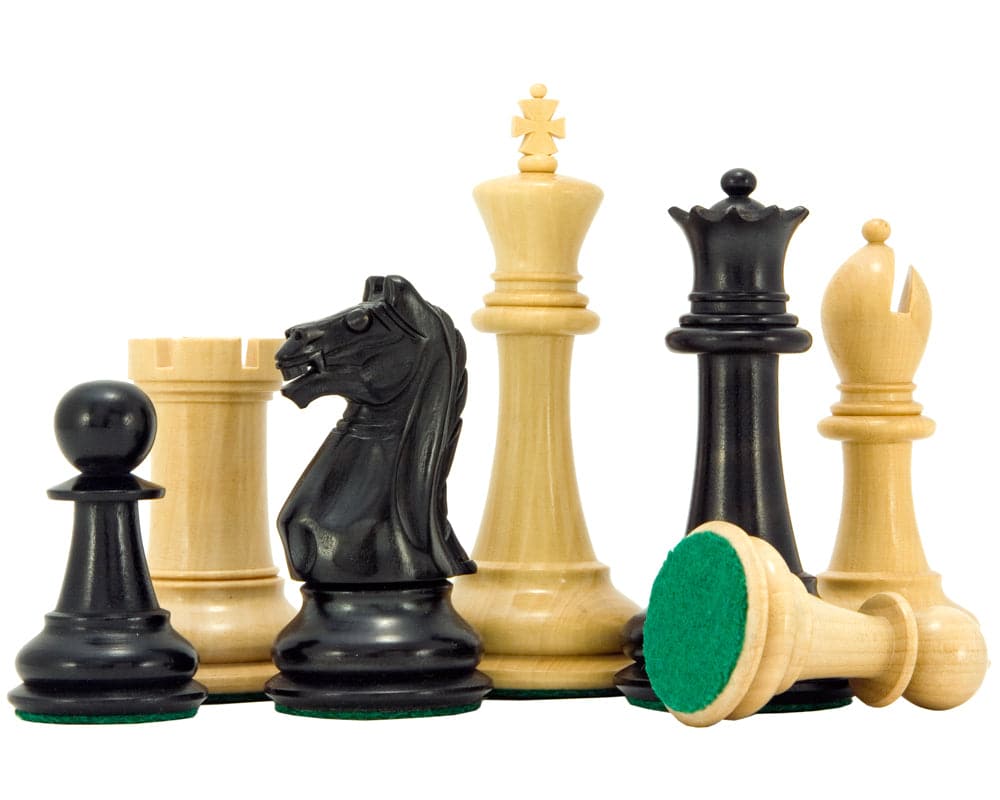 Oxford Series Black and Wenge Chess Set with classic Staunton design, handcrafted chessmen, 3.75 inch king, weighted and balanced bases with billiard cloth