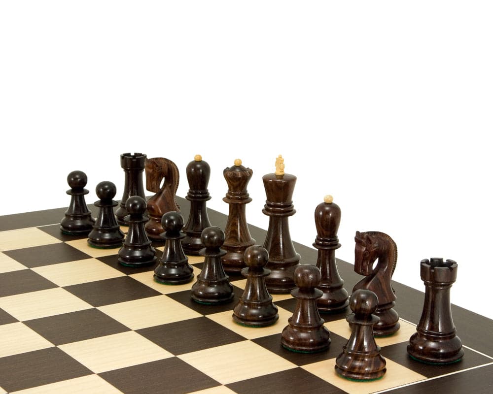 Antipodean Deluxe Tournament Chess Set with wenge and maple board featuring beautifully crafted rosewood and boxwood chess pieces