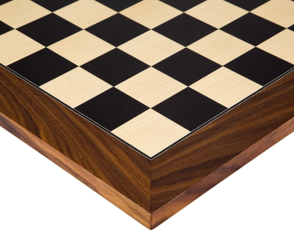 Luxury palisander chess board with black anegre squares and high gloss finish