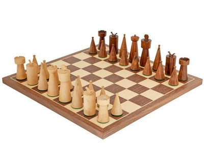 Art Deco Walnut Chess Set