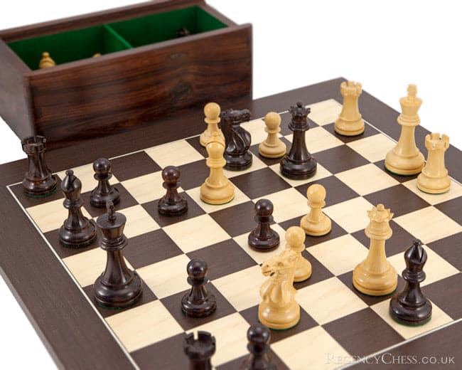 Rosewood and Wenge Deluxe Chess Set with Case (Hover Image)