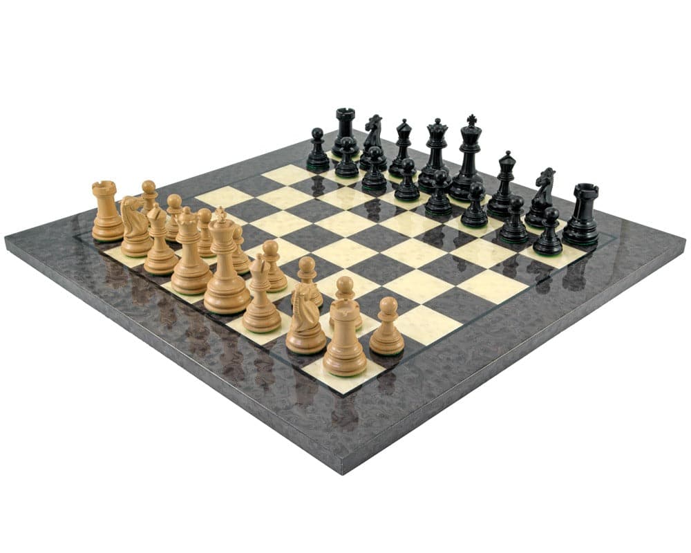 Cheltenham Ebony and Grey Briarwood Chess Set