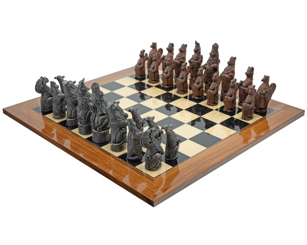 مجموعة شطرنج Berkeley Chess Royal Beasts Metal وPalisander Grand