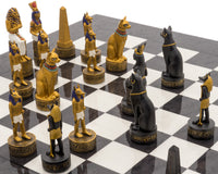 The Ancient Egypt Hand-Painted Themed Luxury Charcoal Chess Set by Italfama