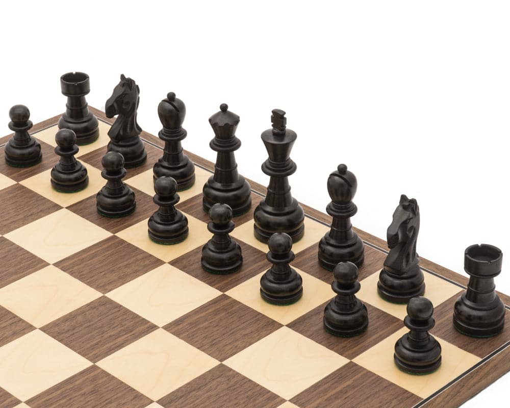 The Emerald Black and Walnut Folding Chess Set (Hover Image)