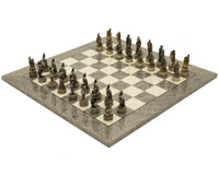 The Zombie and Grey Ash Deluxe Chess Set with resin pieces and grey ash burl board.