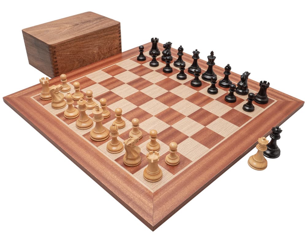 The Tournament Black and Mahogany Chess Set with Case