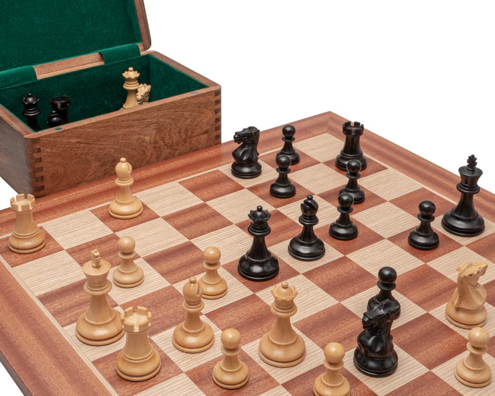 The Tournament Black and Mahogany Chess Set with Case (Hover Image)