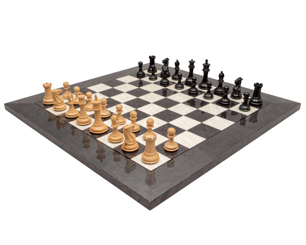 The Sovereign Ebony and Grey Briarwood Luxury Chess Set