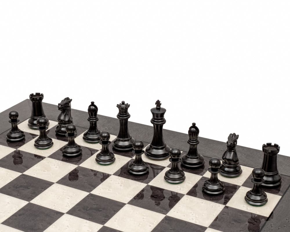 The Sovereign Ebony and Grey Briarwood Luxury Chess Set (Hover Image)