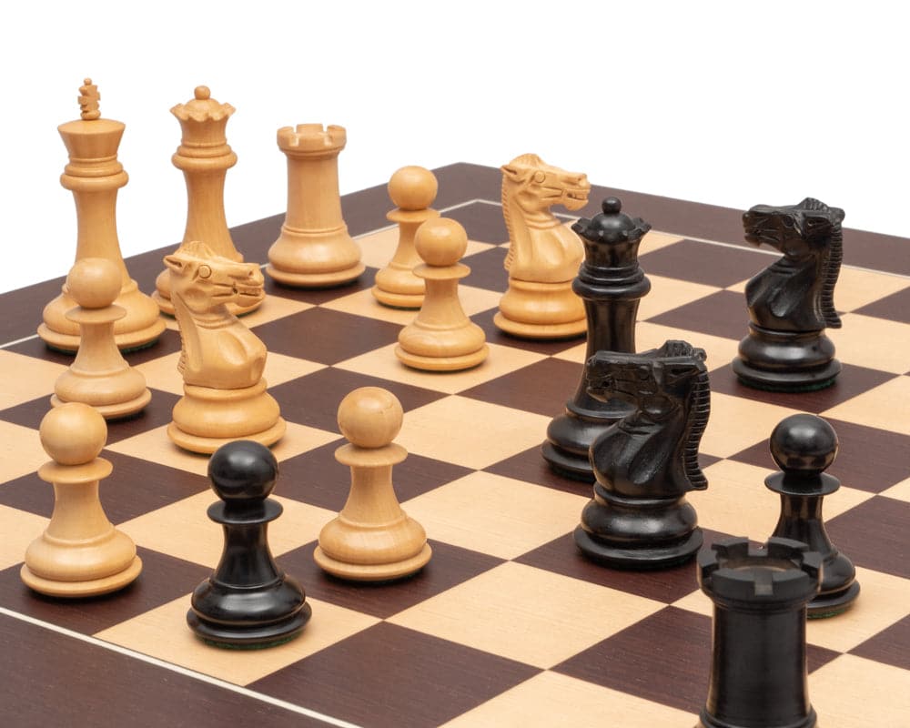 The Sovereign Ebony and Wenge Luxury Chess Set with Classic Staunton Design, 3-inch King, and Beautifully Crafted Board from Spain