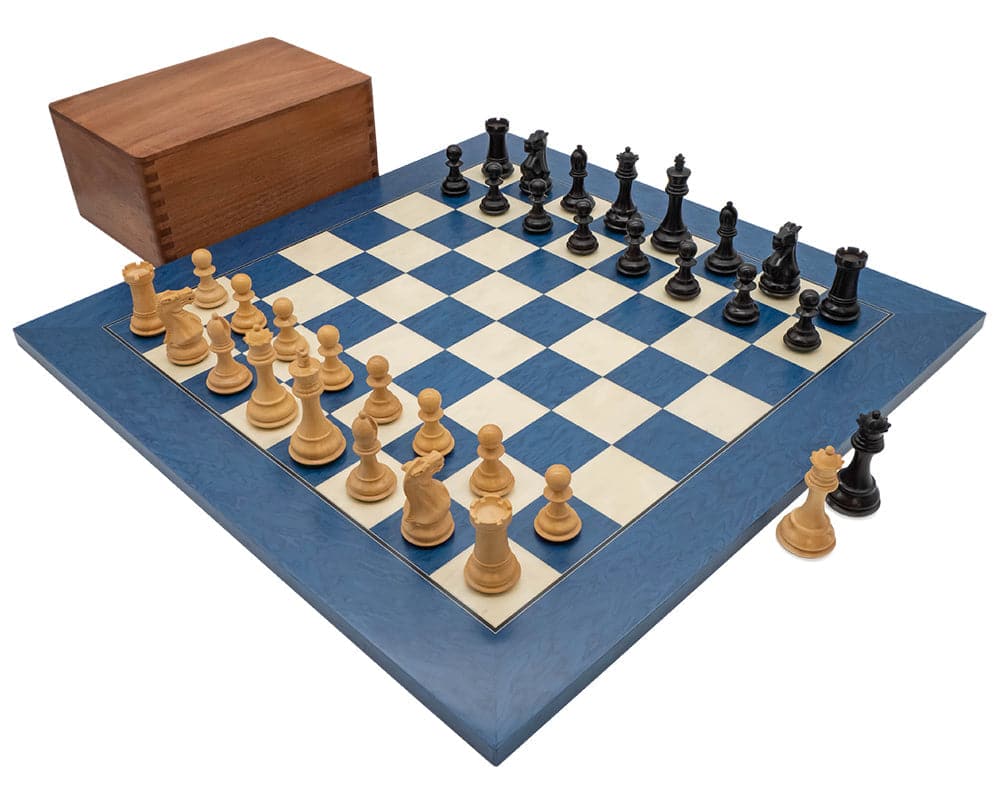 The Blue and Black Tournament Chess Set with Case