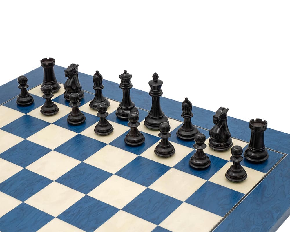 The Blue and Black Tournament Chess Set with Case (Hover Image)