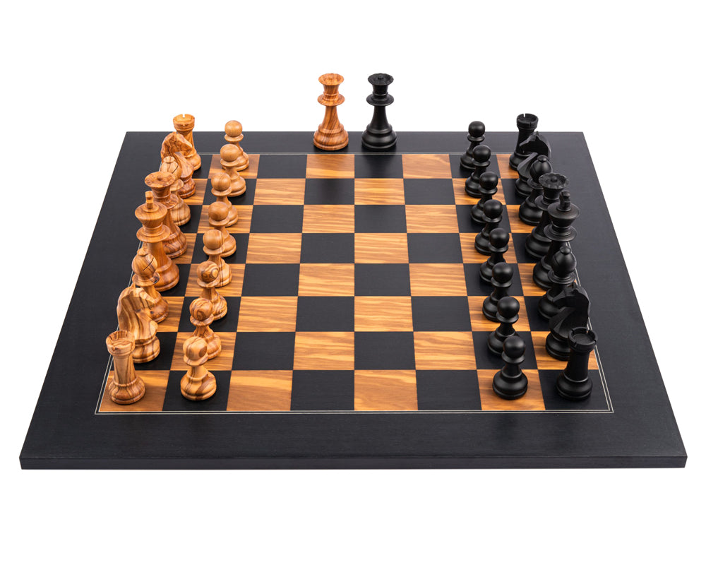 Rechapados Ferrer Black & Olive Deluxe Staunton Chess Set with Case