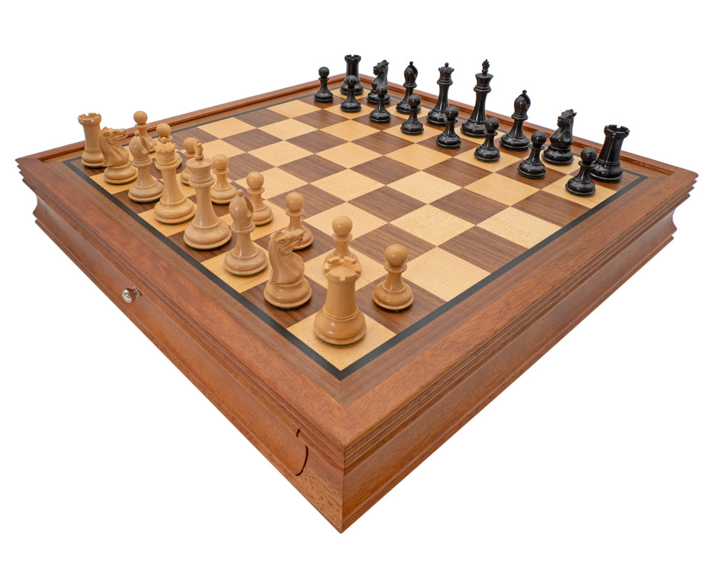 The Sovereign Ebony and Mahogany Luxury Chess Set with Cabinet