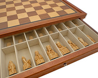 The Regency Chess Isle of Lewis and Mahogany Framed Cabinet Luxury Chess Set