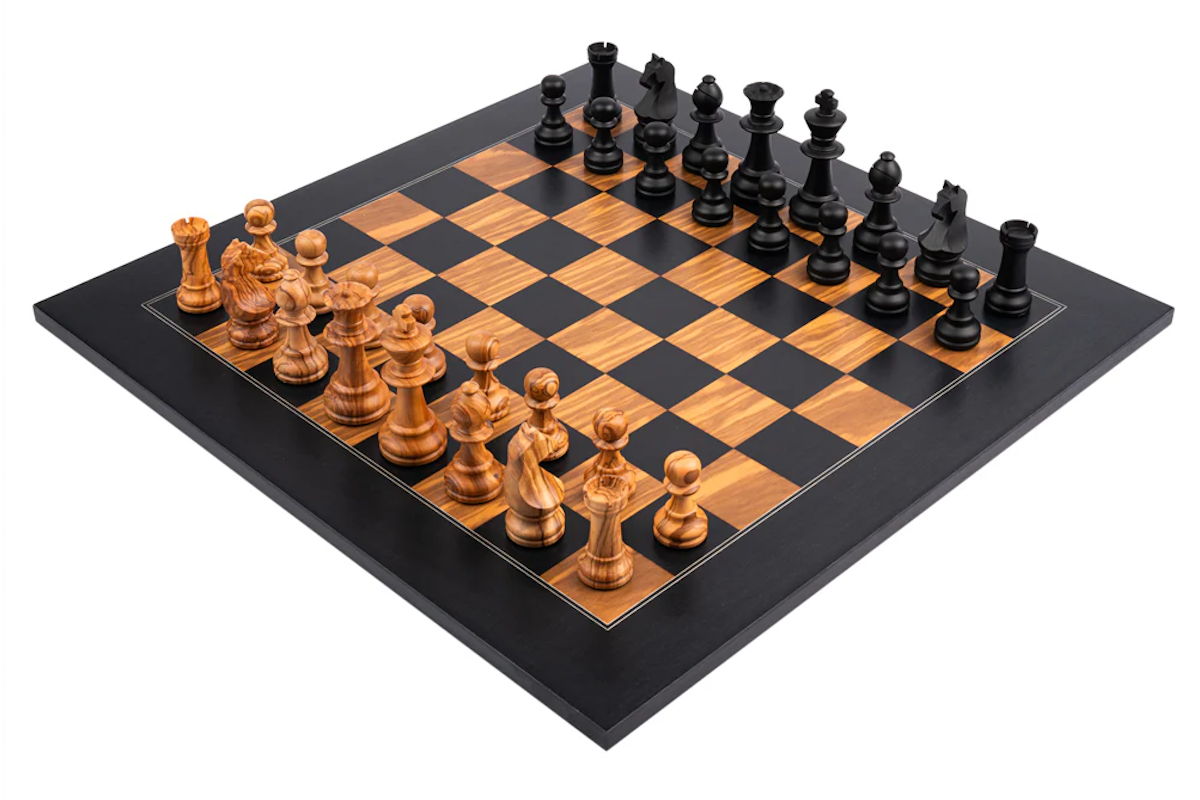 Rechapados Ferrer Black & Olive Deluxe Staunton Chess Set with Case
